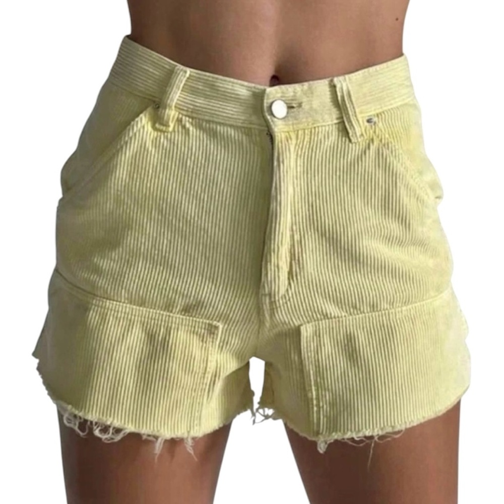 BDG Urban Outfitters Yellow Corduroy Carpenter Cutoff Shorts Size 26